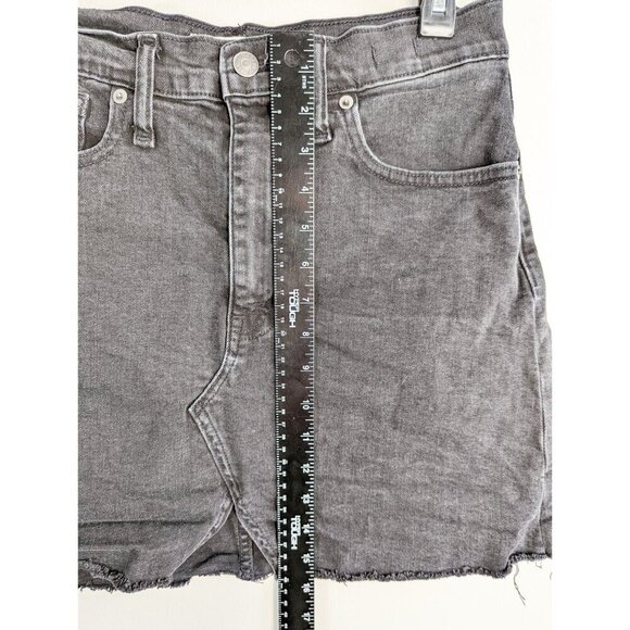 Madewell Rigid Denim A-Line Mini Skirt Black Womens 28 Raw Hem - Picture 11 of 11